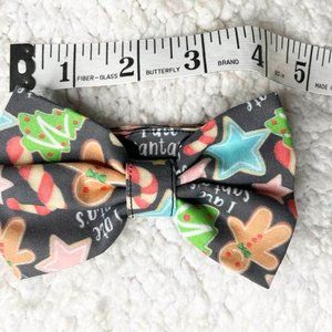 Christmas Gingerbread pet bow tie with matching collar for small dog or cat